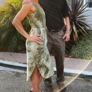 Handmade Tie Dye Green Midi Dress